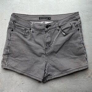 Blackheart Black & White Vertical Stripe Jean Shorts